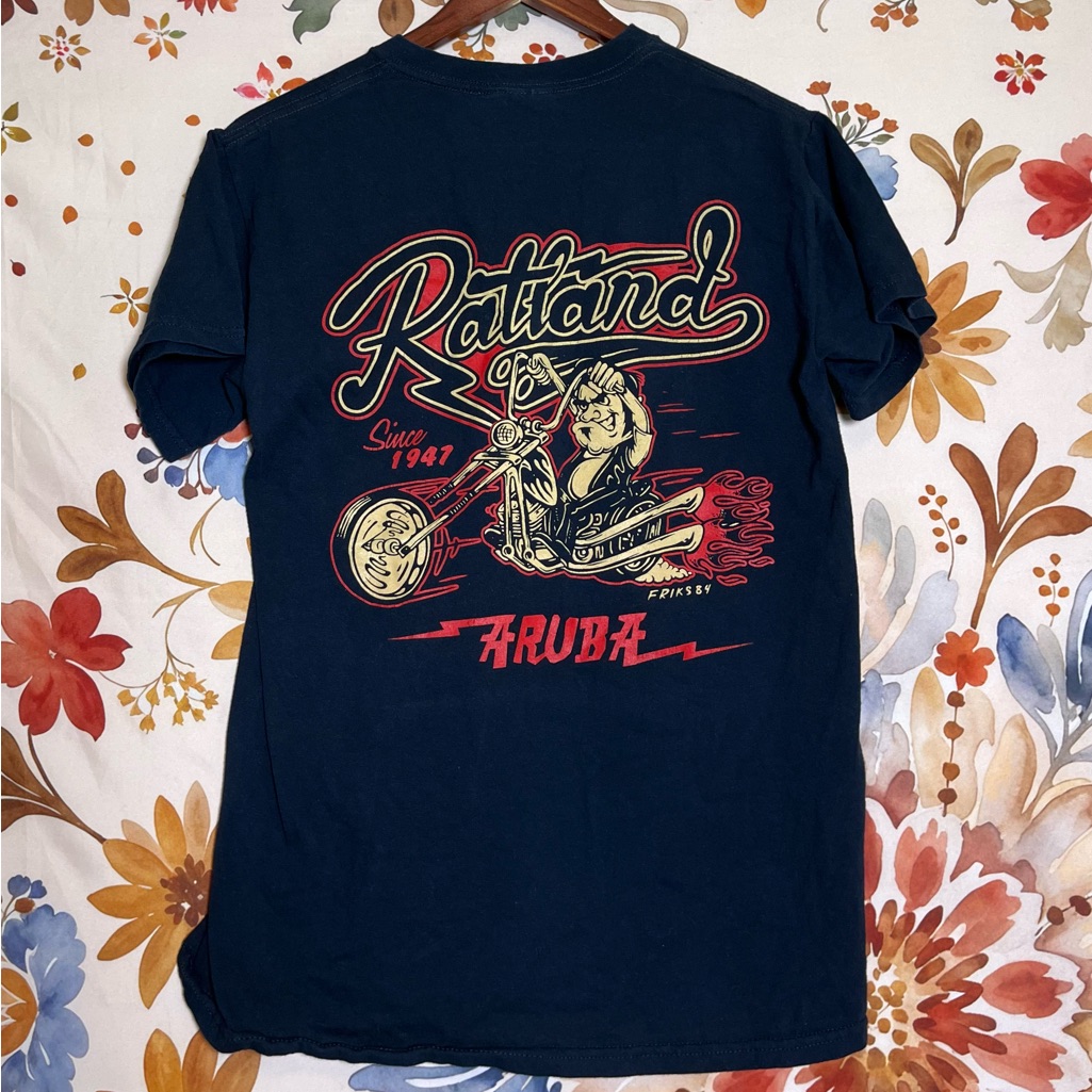 Ratland Womens S Adult Biker Bar Beach Black Blue Graphic Casual Tee Vtg Style